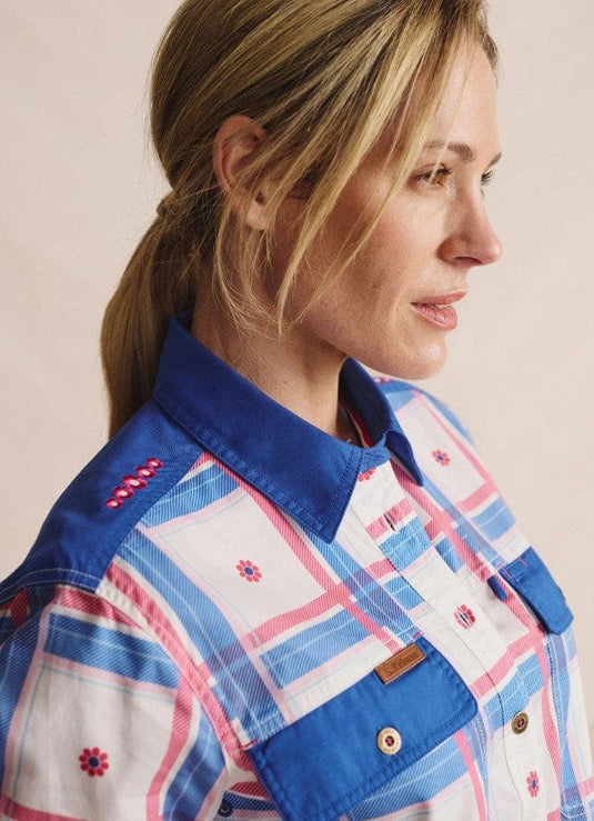 S. Kidman Womens Spencer Full Placket Workshirt - Mid Blue