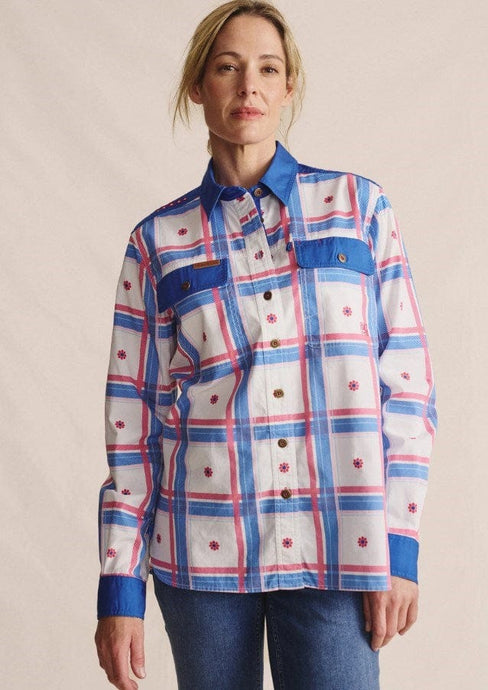 S. Kidman Womens Spencer Full Placket Workshirt - Mid Blue
