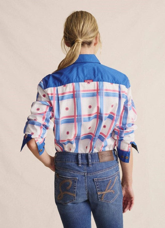 S. Kidman Womens Spencer Full Placket Workshirt - Mid Blue