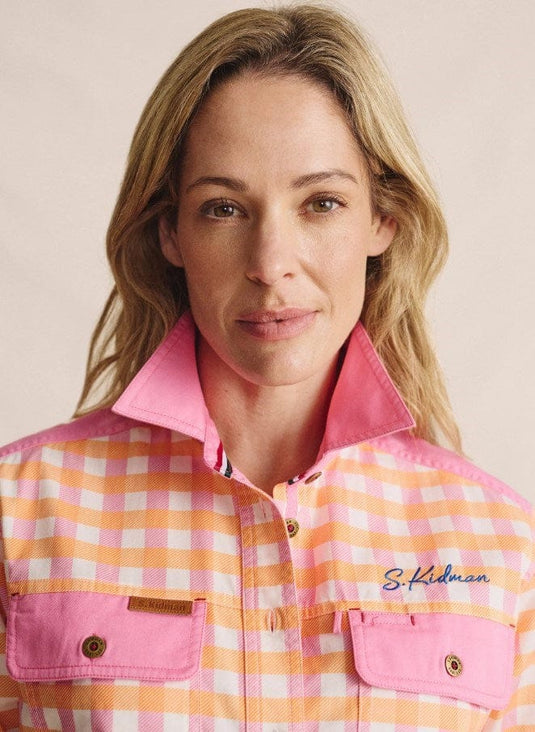 S. Kidman Womens Spencer Full Placket Workshirt - Pale Pink Stripe
