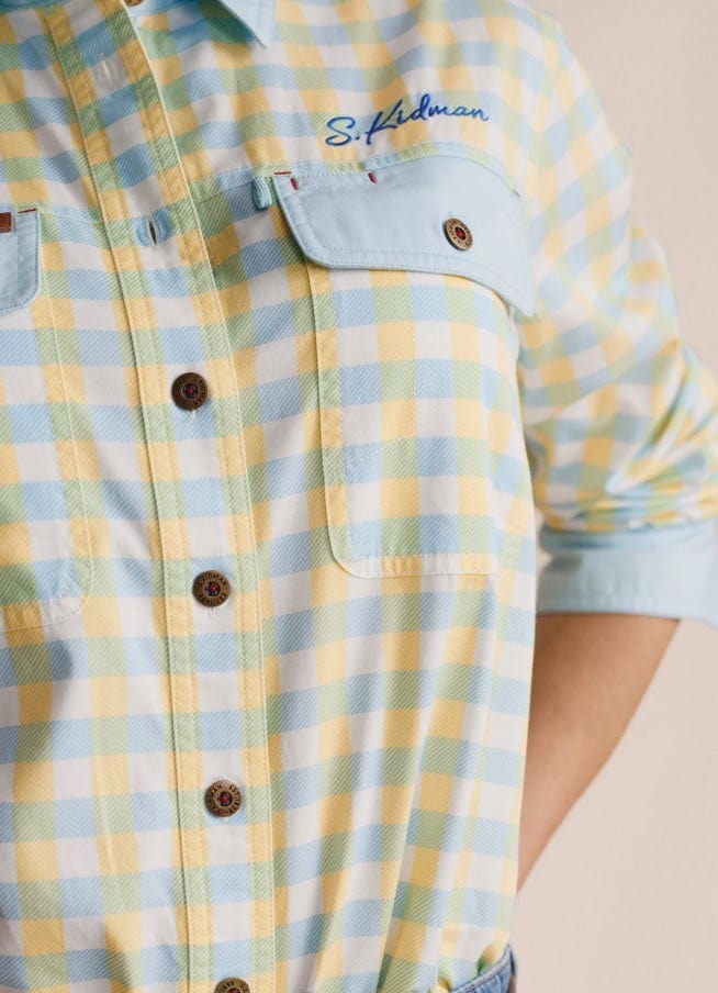 Load image into Gallery viewer, S. Kidman Womens Spencer Full Placket Workshirt - Sky Blue Stripe
