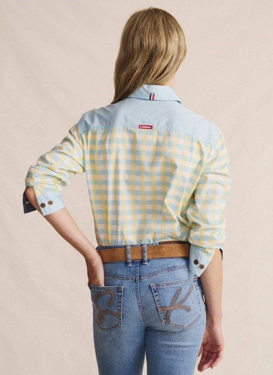 S. Kidman Womens Spencer Full Placket Workshirt - Sky Blue Stripe