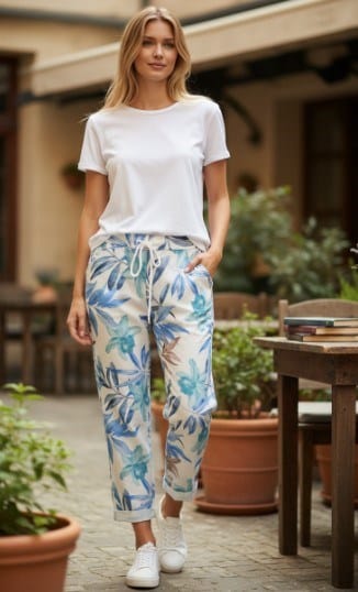 E.Talia Womens Lily Floral 3/4 Top