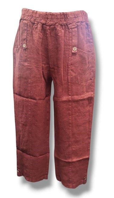 E.Talia Womens Linen 3/4 Pant