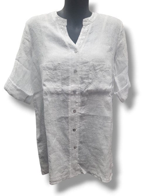 E.Talia Womens Sequin Pocket Shirt