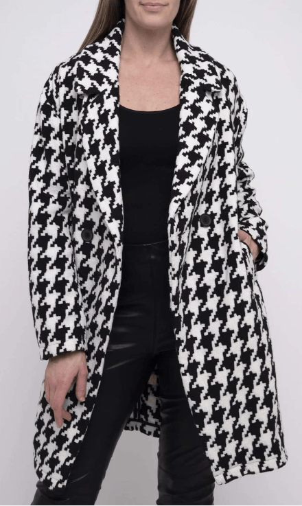 Load image into Gallery viewer, Pingpong Womens Houndstooth Boyfriend Coat
