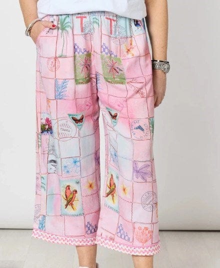 Threadz Womens Capri Print Wide Leg Pant