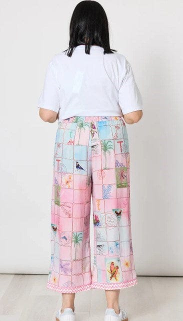 Threadz Womens Capri Print Wide Leg Pant