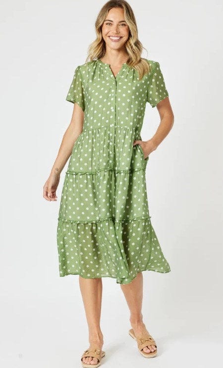 Load image into Gallery viewer, Gordon Smith Womens Basil Spot Midi Dress
