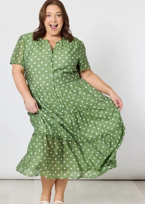 Load image into Gallery viewer, Gordon Smith Womens Basil Spot Midi Dress
