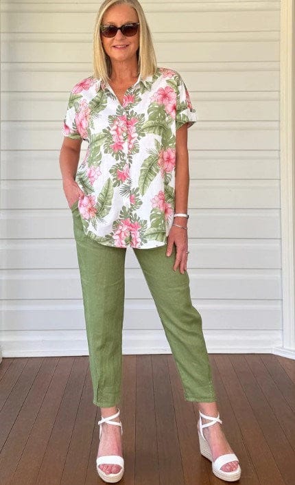 Load image into Gallery viewer, Gordon Smith Womens Sarah Linen Pleat Hem Pant
