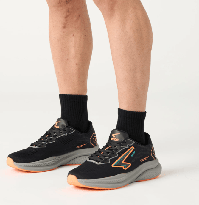 Sfida Mens Brazen Lace Up Running Shoes - Black Orange Teal