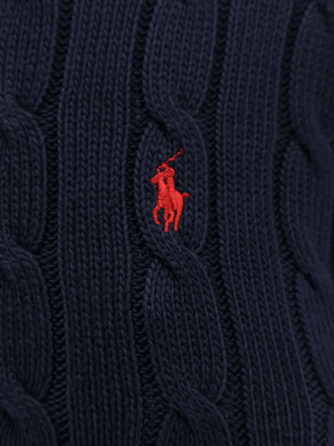 Load image into Gallery viewer, Ralph Lauren Womens Cable Knit Crew Neck Cotton Sweater - Blue
