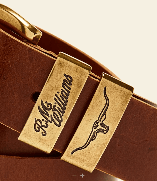 RM Williams 1 1/2" Drover Belt Gold Buckle - Caramel
