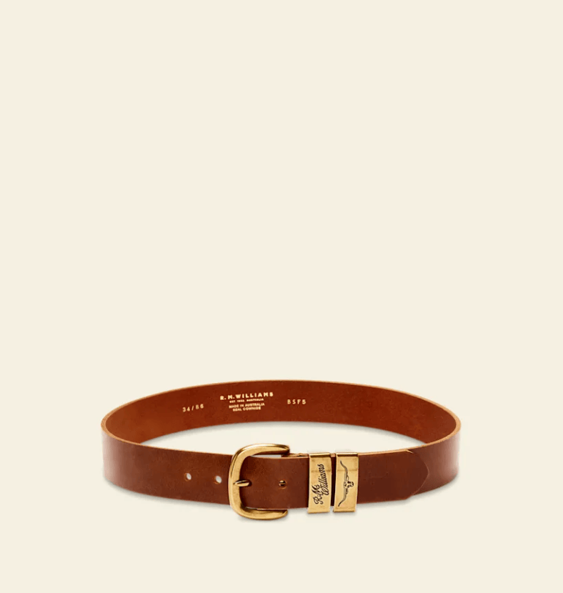 Load image into Gallery viewer, RM Williams 1 1/2&quot; Drover Belt Gold Buckle - Caramel
