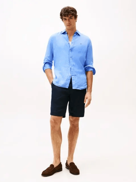 Tommy Hilfiger Mens Harlem Linen Short - Desert Sky