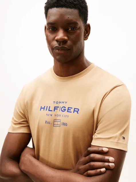 Load image into Gallery viewer, Tommy Hilfiger Mens Stack Graphic Tee - Timeless Camel
