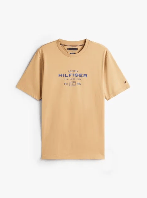 Tommy Hilfiger Mens Stack Graphic Tee - Timeless Camel