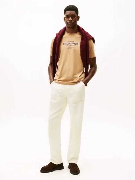 Tommy Hilfiger Mens Stack Graphic Tee - Timeless Camel