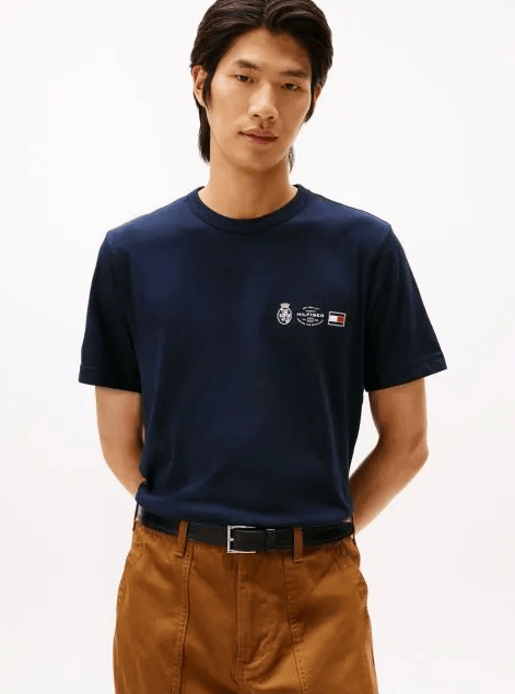 Tommy Hilfiger Mens Small Crest Outline Tee - Desert Sky