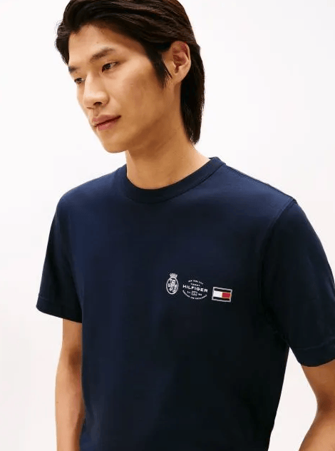 Load image into Gallery viewer, Tommy Hilfiger Mens Small Crest Outline Tee - Desert Sky
