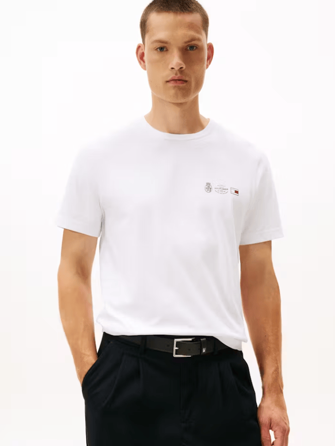 Load image into Gallery viewer, Tommy Hilfiger Mens Small Crest Outline Tee - White
