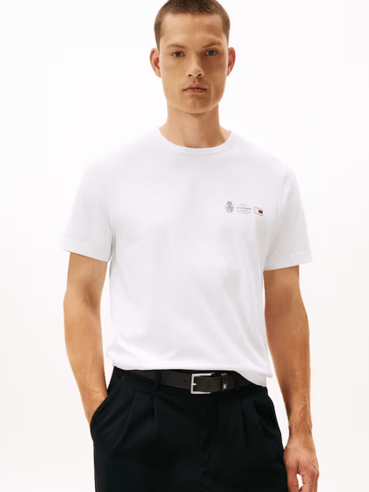 Tommy Hilfiger Mens Small Crest Outline Tee - White