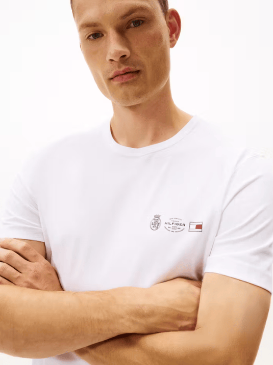 Tommy Hilfiger Mens Small Crest Outline Tee - White