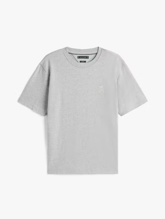 Tommy Hilfiger Mens Small Crest Graphic Tee - Light Grey/Marbled Heather