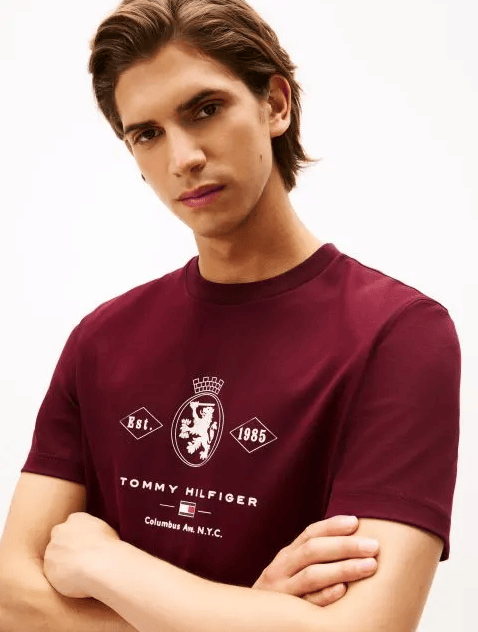 Tommy Hilfiger Mens Diamond Crest Tee - Deep Burgundy
