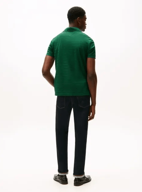 Tommy Hilfiger Mens Short Sleeve Herringbone Polo - Ornamental Green