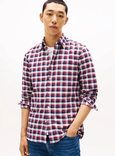 Tommy Hilfiger Mens Heritage Oxford Tartin Shirt - Regatta Red/Check