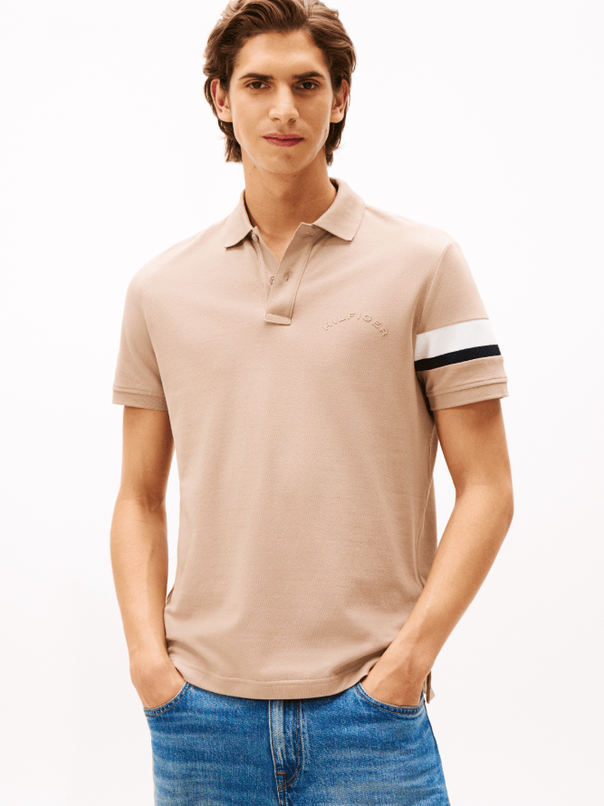 Load image into Gallery viewer, Tommy Hilfiger Mens RBW Sleeve Tape Polo - Coastal Taupe
