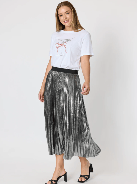 Load image into Gallery viewer, Threadz Womens Shimmer Pleated Skirt
