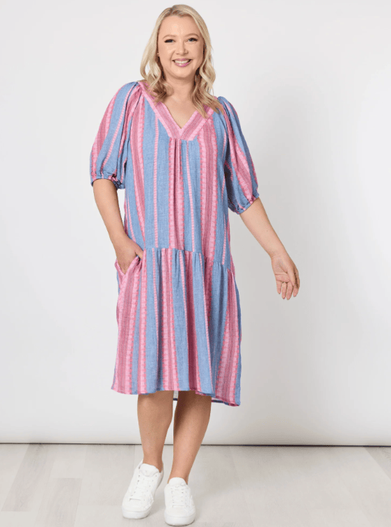 Load image into Gallery viewer, Threadz Womens Bloom Stripe Dress
