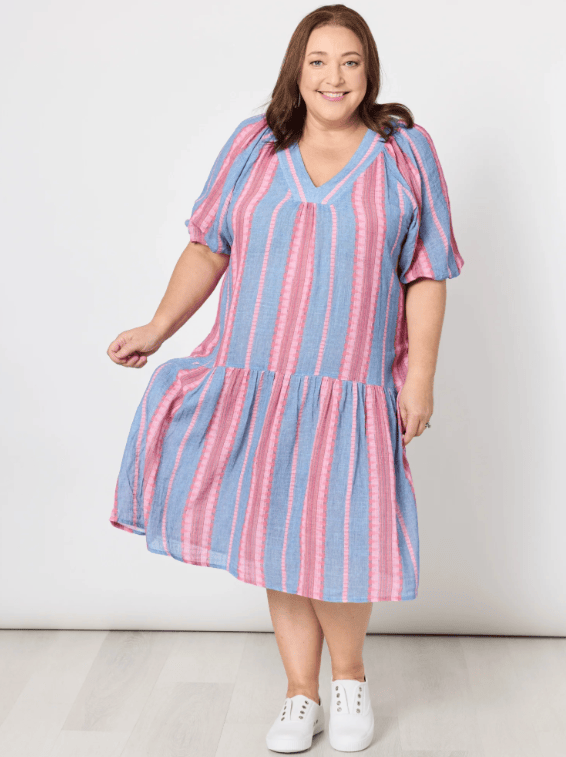 Load image into Gallery viewer, Threadz Womens Bloom Stripe Dress
