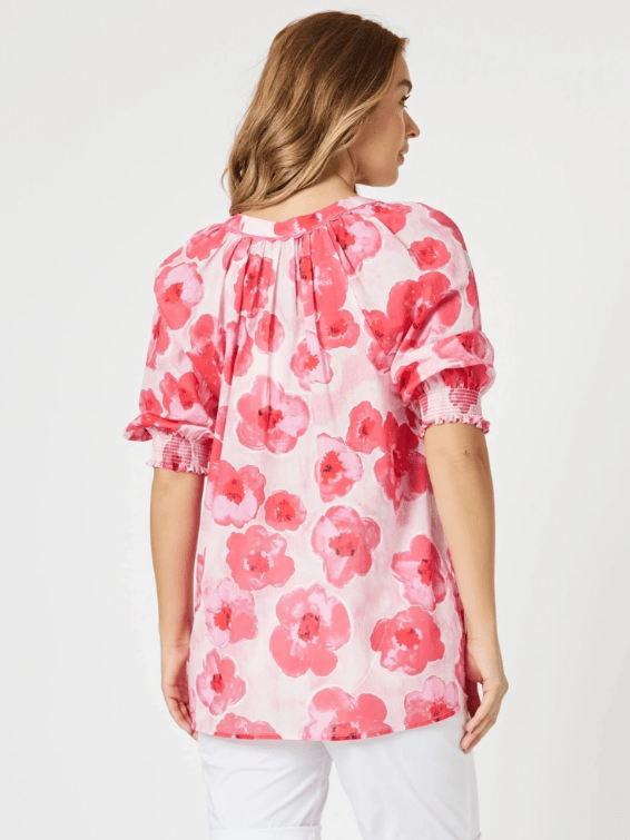 Load image into Gallery viewer, Threadz Womens Pink Poppies Top
