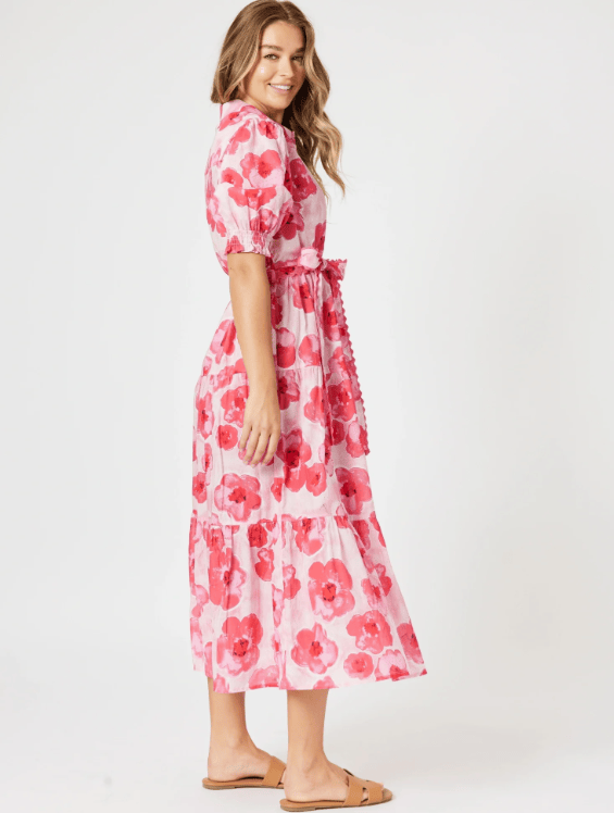 Load image into Gallery viewer, Threadz Womens Pink Poppies Dress
