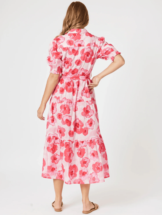 Threadz Womens Pink Poppies Dress