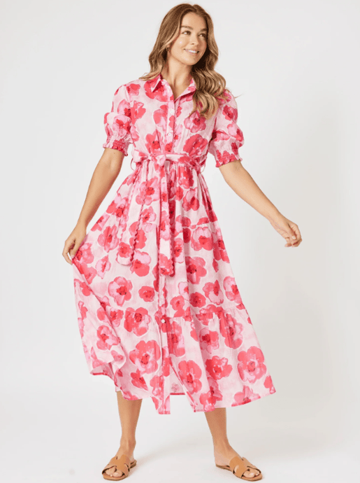 Threadz Womens Pink Poppies Dress