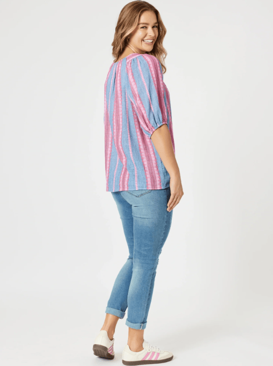 Load image into Gallery viewer, Threadz Womens Bloom Stripe Top
