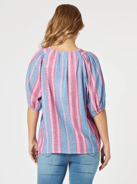 Load image into Gallery viewer, Threadz Womens Bloom Stripe Top
