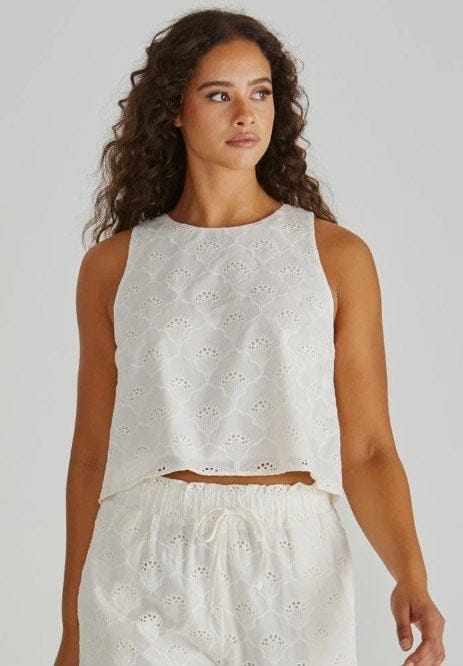 Sass Womens Zimmy Broaderie Tank