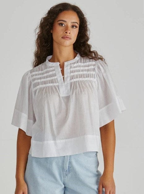 Sass Womens Pammi Ruffle Yoke Blouse