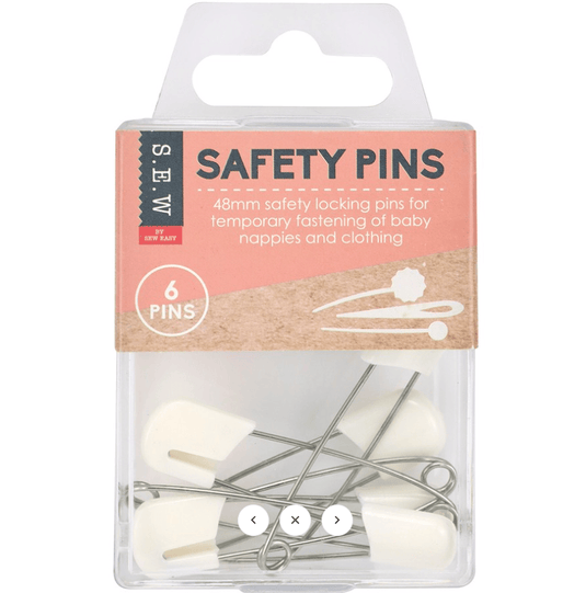 S.E.W 48mm Safety Nappy Pins - 6Pk