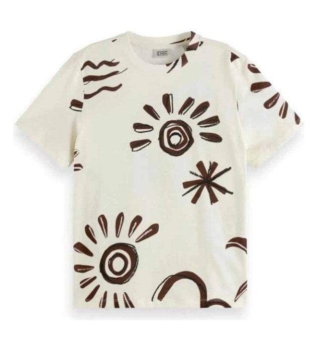 Load image into Gallery viewer, Scotch &amp; Soda Womens Regular Fit Short Sleeve Printed T-Shirt - Beige
