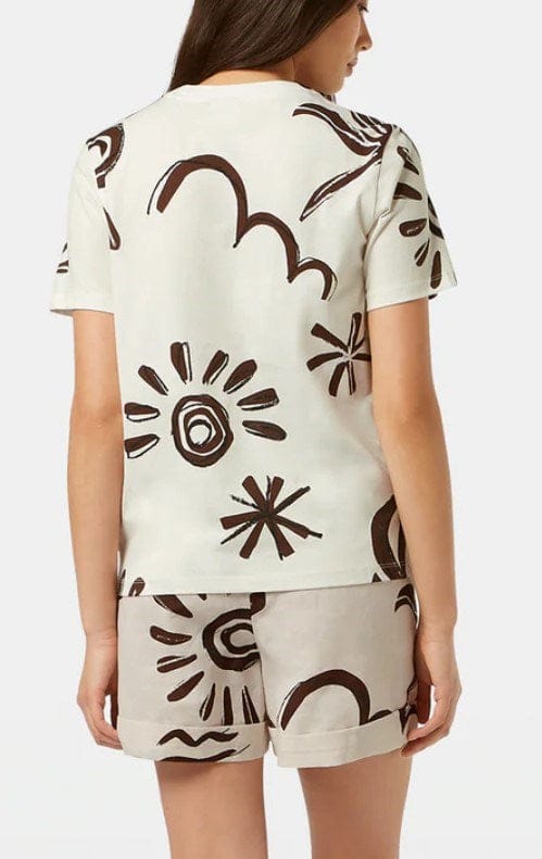 Scotch & Soda Womens Regular Fit Short Sleeve Printed T-Shirt - Beige