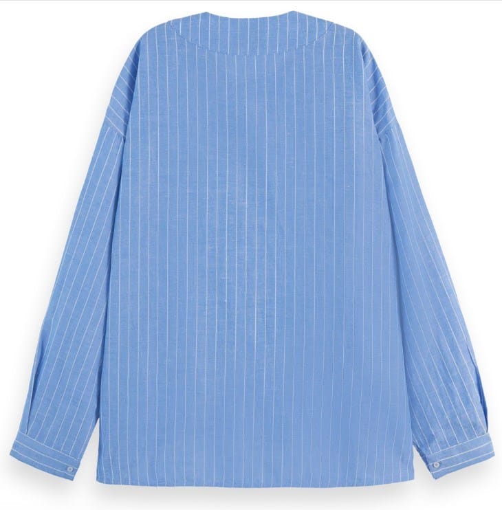 Load image into Gallery viewer, Scotch &amp; Soda Womens Cotton Linen Bib Long Sleeve Shirt - Blue
