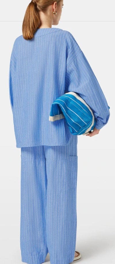 Load image into Gallery viewer, Scotch &amp; Soda Womens Cotton Linen Bib Long Sleeve Shirt - Blue
