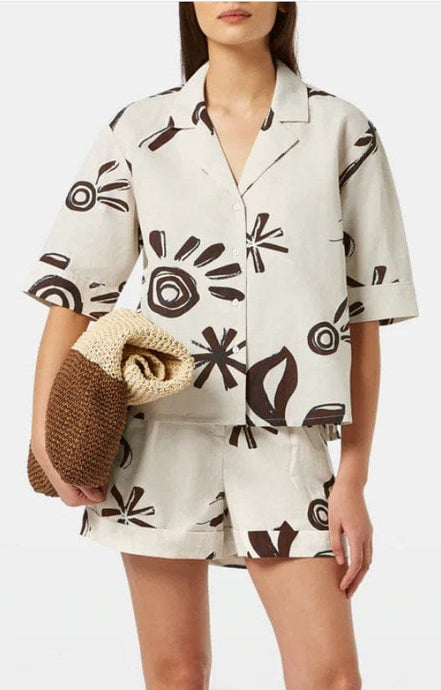 Scotch & Soda Womens High Rise Linen Printed Shorts